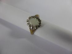 Lady`s 9ct Yellow and White Gold Opal and Diamond Ring, Size M, approx 1.9 gms