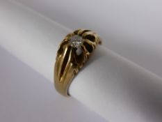 Lady`s 9ct Yellow Gold Solitaire Diamond Ring, 14 pts, Size L, approx 3.1 gms