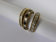 Lady`s 9ct Yellow Gold Blue and White Stone, together with a eternity ring and a 14 ct half