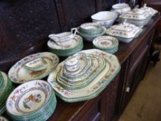 Copeland Spode Chinese Rose Part Dinner Service comprising eleven dinner plates, eight fish plates,