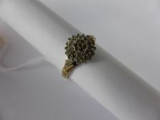 Lady`s 9ct Yellow Gold Diamond Cluster Ring, 31x 1 pts 8 cuts, Size N, approx 2.5 gms.