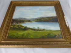 P. Todd (British) Original Oil on Board, depicting a tranquil lake scene, approx 51 x 43 cms, in a