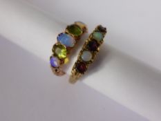 Lady`s 9ct Yellow Gold Victorian Style Opal and Red Stone Ring, Size Q, approx 2.1 gms together