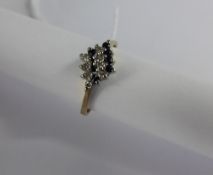 Lady`s 9ct Yellow and White Gold Diamond and Sapphire Ring, size N, approx 1.7 gms