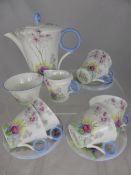 Part Shelley fine bone china coffee set comprising coffee pot, sugar bowl, milk jug with six cups