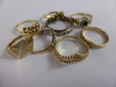 Miscellaneous Ladies 9ct Gold Rings, set with blue and white stones, white stones and a yellow