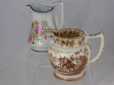 A 19th Century Cream Ware Puzzle Jug, hand painted with floral sprays, the jug reads `Samuel Hewit`