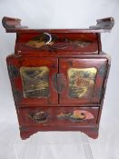 Antique Oriental Lacquer Miniature Cabinet, the cabinet having a draw to the top with four drawers