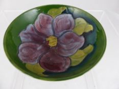 William Moorcroft Trinket Dish, with Clematis design, impressed marks to base, approx 15 cms