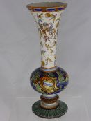 An Italian Earthenware Maiolica Vase decorated with fruit and flowers and a heraldic shield