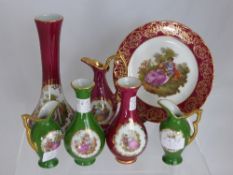 Quantity of French Limoges, including three jugs, three bud vases, miniature urn and plate.