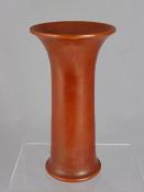 Ruskin orange lustre flared top conical vase, impressed marks to the base, approx. 24 cms.