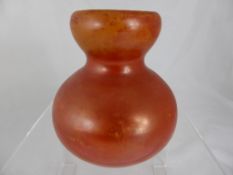 Ruskin orange lustre bulb shaped vase, impressed marks to base, approx. 14 cms.