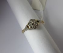 Lady`s 18ct and Platinum Yellow Gold Cluster Diamond Ring, 6 x 1.5 pts 8 cuts, 1 x 6pts 8 cut