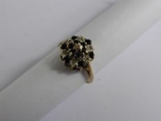 Lady`s 9ct Gold Sapphire and Diamond Cluster Ring, Size M, approx 2.3 gms