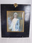 M.E. Hall miniature portrait of Kathleen, the wife of the 4th Duke of Wellington, label to verso in