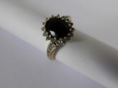 Lady`s 9ct Diamond and Sapphire Ring, Size N, approx 2.9 gms.