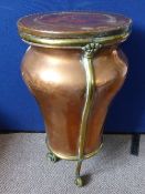 A large Copper and Brass Samovar on Scroll Feet, approx 85 cms.