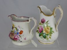 A Davenport Porcelain Ale Jug hand painted with floral sprays, gilt highlights to jug handle and