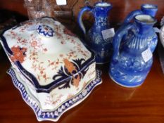 A Collection of Miscellaneous Porcelain including Mason`s style cheese dish, three blue and white