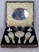 Harrods of London Solid Silver Ladies Dressing Table Set, the ten piece Art Deco set comprising of