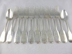 Nine Solid Silver Large Forks, Dublin hallmark, m.m James R Neill , dated 1834/5 approx. 700 gms,
