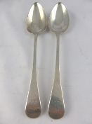 Pair of Solid Silver Georgian Serving Spoons, London hallmark, m.m John Blake dated 1798/99, approx