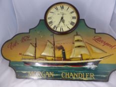 A Dewberry, London Wall Clock Advertising Morgan-Chandler, est .1872, Liverpool, depicting a 3