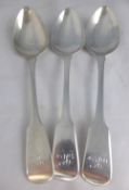 Three Solid Silver Tablespoons, Exeter hallmark, dated 1825/26, m.m William Woodman approx 190 gms.