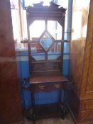 Late Victorian Mahogany Hall Stand, with diamond shaped bevelled glass mirror to centre, a central