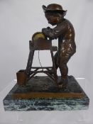 A Charles Menne Bronze Figure ""The Knife Sharpener"" with a ""Sousse Fres"" foundry mark, approx.