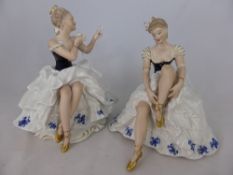 Two Württemberg Porcelain Figures approximately 25 cms in height, depicting young dancers, with