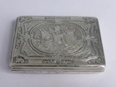19th Century French Solid Silver Snuff Box finely engraved with classical figures and Roman