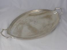 A solid silver tray having two handles, London hallmarked, dated 1904, mm W J `B` M S, approx. 1780