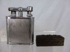 A Vintage Dunhill Table Lighter patent number 143752 together with an interesting Chinese Snuff Box