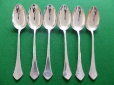 Six Czechoslovakian Solid Silver Table Spoons, the spoons stamped 800, m.m FB approx 460 gms dated