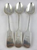 Three Solid Silver Rat Tail Serving Spoons, Dublin hallmark, m.m Chris Cummins, approx 180 gms.