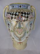 A Hand Painted Noritake Style Vase, the decorative vase with gilded highlights to floral design and