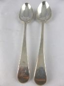 Two Solid Silver Serving Spoons, the first bearing a London hallmark, m.m Richard Crossley together