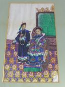 Two 19th Century Chinese Paintings on Silk, depicting court life, approx 31 x 18 cms.