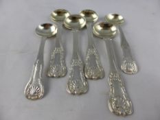 Four Solid Silver Mustard Spoons, Glasgow hallmark, dated 1823, Mitchell & Sons together with two