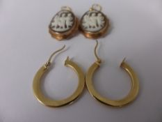 Pair of Lady`s Yellow Gold Cameo Earrings, depicting the three Graces together with a pair of 9ct