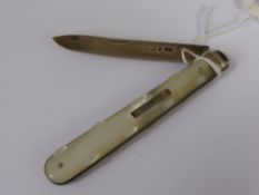 A Mother of Pearl Fruit Knife, Sheffield hallmark dated 1897, mm WM.
