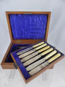 Set of Solid Silver Fish Knives and Forks, Sheffield hallmark, m.m Marples & Co, the ivory handled