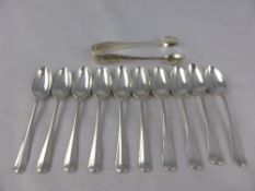 Ten Solid Silver Rat Tail Teaspoons, London hallmark, six dated 1921, m.m rubbed, four dated 1920