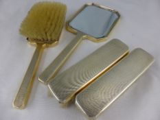 A Lady`s Four Piece Silver Art Deco Style Dressing Table Set, London hallmark, m.m Mappin & Webb.