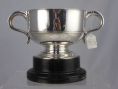 A Solid Silver Twin Handle Challenge Cup, London hallmark, m.m Goldsmiths & Silversmiths Co and the