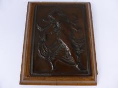 George Halliday, Miniature Bronze Art Nouveau Plaque depicting a young woman, the plaque presented