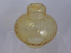 Amber Coloured Fluted Glass Oil Lamp Cover.