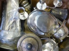 A Miscellaneous Collection Silver Plate, including flatware, candlesticks, serving dishes, butter
